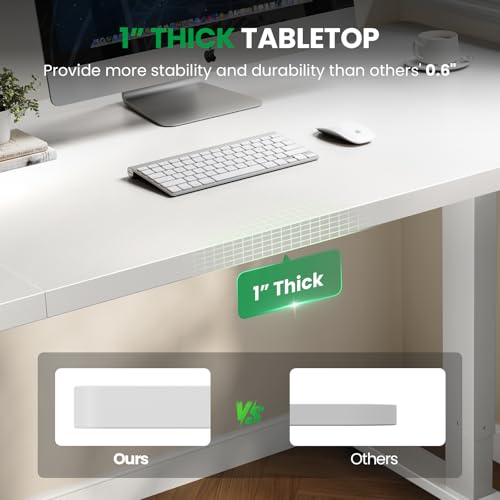 Image of Electric Standing Desk Adjustable - 60x28 Inch Sit Stand Desk with 1 Inch Thick Tabletop, Double Beam Frame, 3 Memory Height Adjustment, Cable Management for Home Office