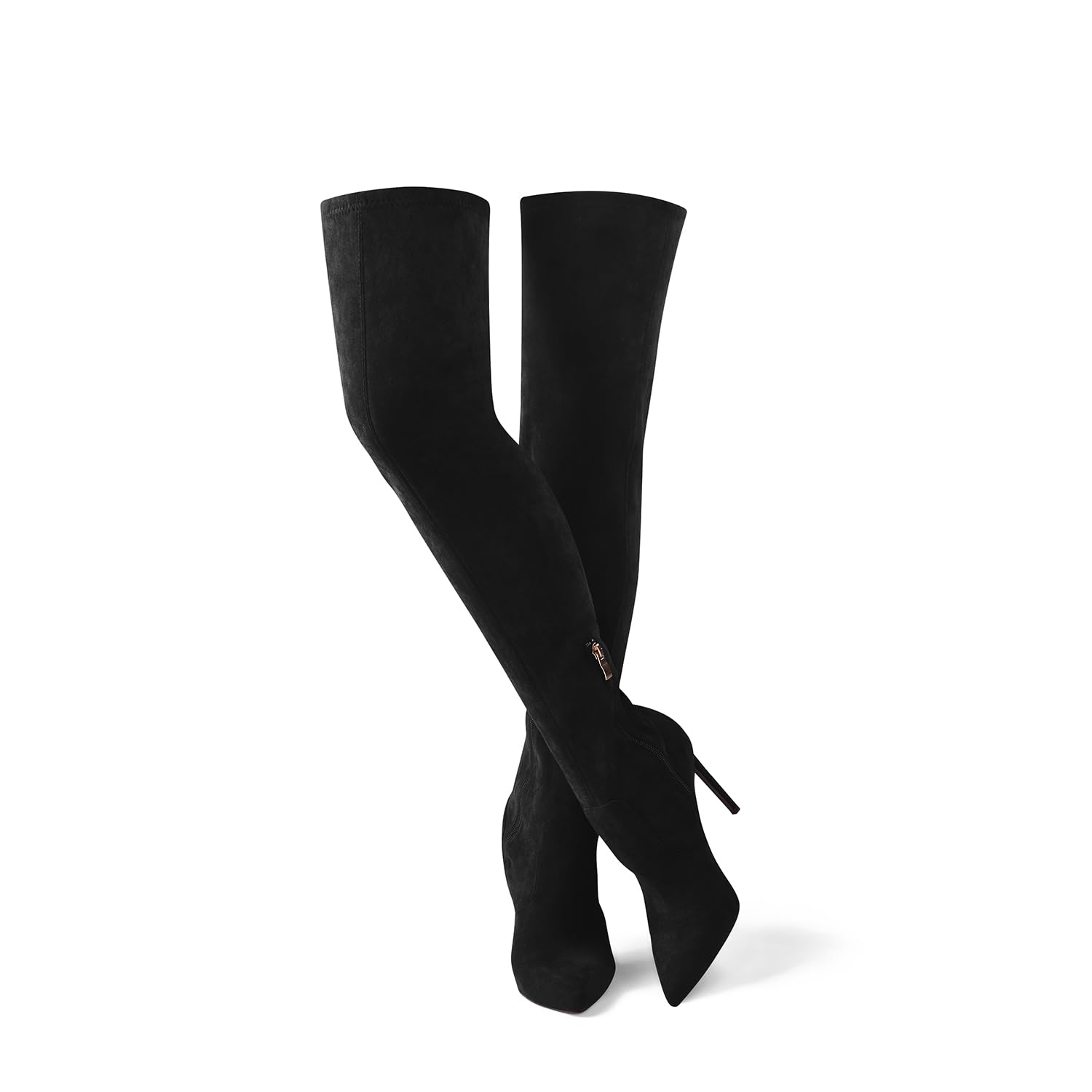 GENSHUO Women's Over the Knee Boots Stiletto Pointed Toe Thigh High Heel