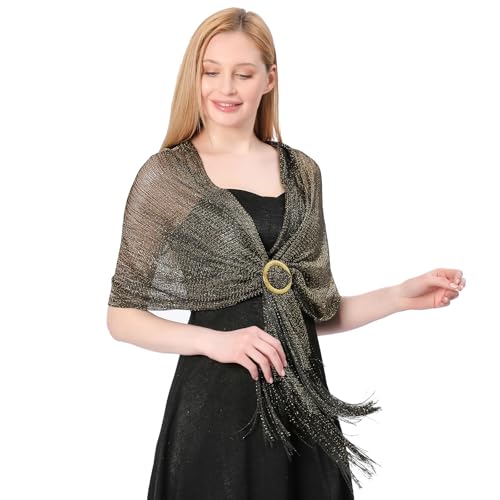 Shawls and Wraps for Formal Evening Dresses with Buckle, Sparkling Metallic Women Shawls for Weddings Parties2