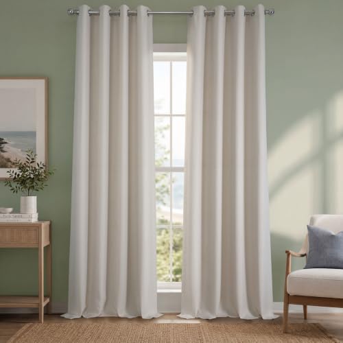 Image of HPD Half Price Drapes Grommet Linen Curtains 96 Inches Long Room Darkening Curtains for Bedroom & Living Room (1 Panel), 50W x 96L, Birch