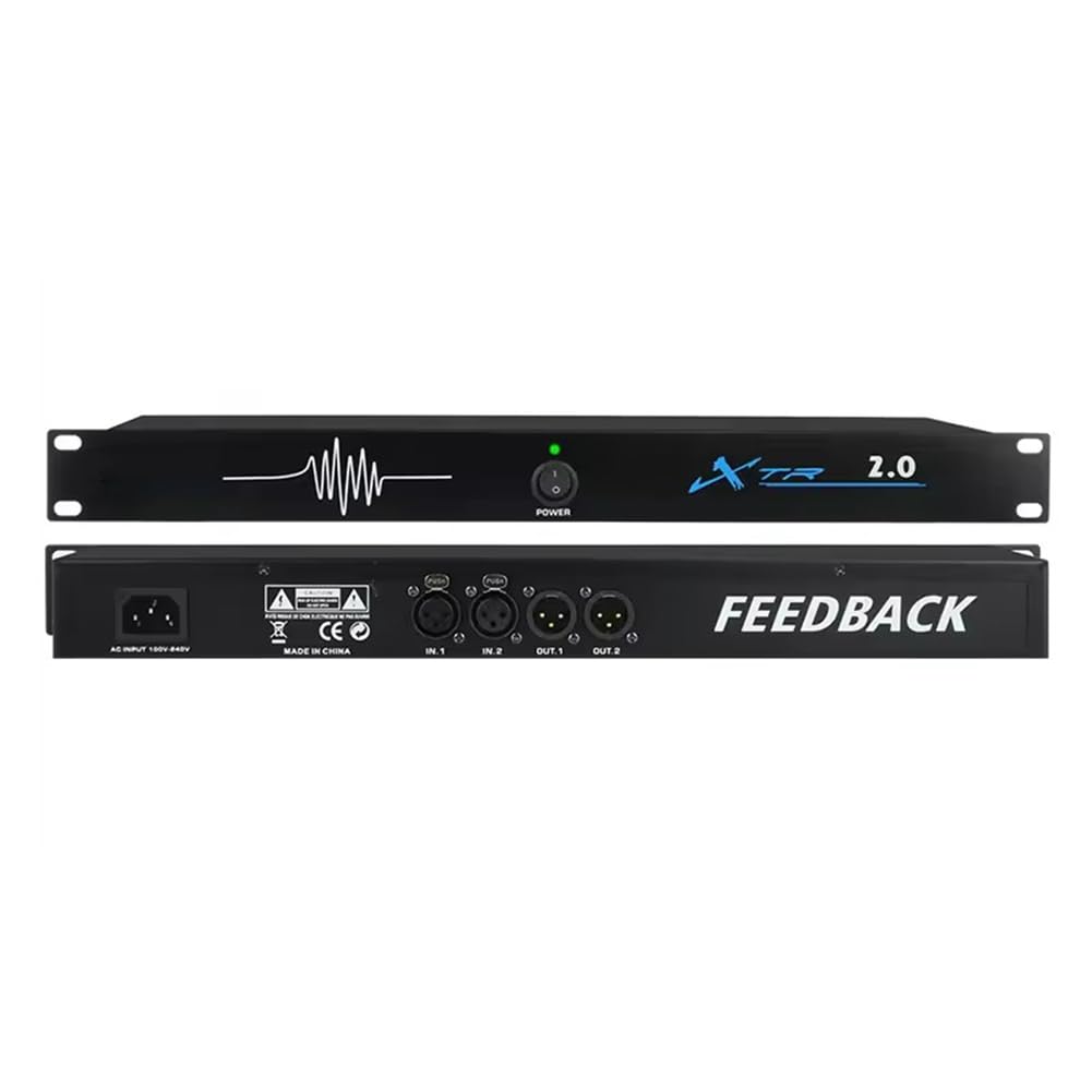 SUZLAZYR Professional Feedback Suppressor, Microphone Anti-Howling Feedback Frequency Shifter Audio Processor for Stage and KTV,2in2out