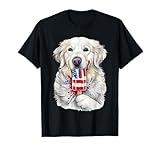 4th of July White English Cream Golden Retriever Popsicle T-Shirt