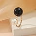 Double Shell Pearl Statement Ring for Women Gold Plated Fashion Adjustable Engagement Promise Big Balls Open Wrap Finger Rings Comfort Fit Wedding Halloween Christmas Jewelry Size 8 (Black)