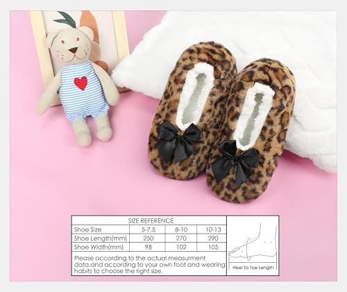 Image of DICUIRD Womens Cozy&Warm Soft Sole Slipper Socks with Grippers-Girls Teddy Fleece Indoor Slipper with Non-skid Bottoms