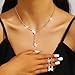 Yean Bride Silver Bridal Necklace Earrings Set Crystal Wedding Jewelry Set Rhinestone Choker Necklaces for Women (Rose Gold)