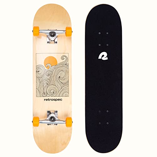 Image of Retrospec Alameda Skateboard Complete | Canadian Maple Wood Deck w / 5.5 Inch Aluminum Alloy Trucks for Commuting, Cruising, Carving & Downhill Riding