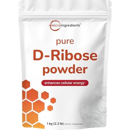 Pure D Ribose Powder, 1 KG (2.2 Pound & 200 Servings) - Hair Support Supplement, Natural Simple Sugar, Dissolves Clear, Pharmaceutical Grade - Filler