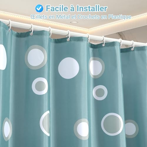 Rideau de douche en polyester lourd bleu marine grand format 220cm - 7