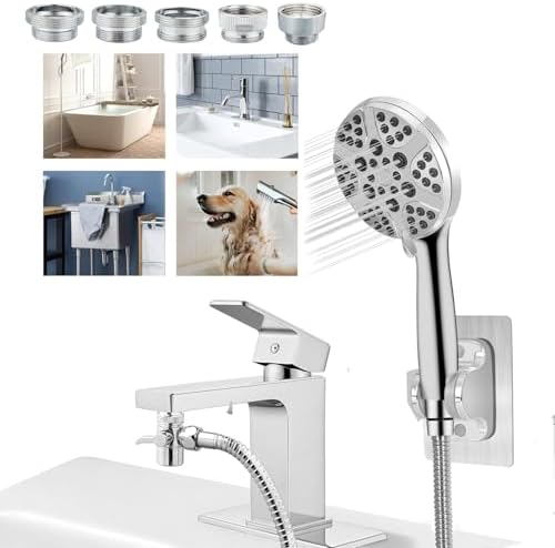 Bathtub Shower Head Sink-Faucet set，Tub faucet spayer attachment with 5 ...