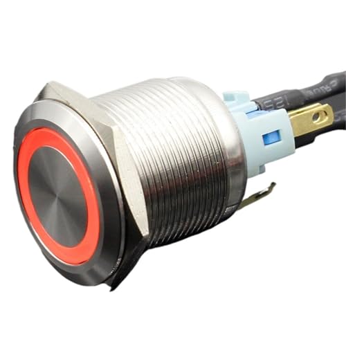 Interruptor de botón momentáneo de 24V metálico y colorido para cuadros eléctricos