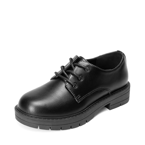DREAM PAIRS Boys Girls Dress Shoes Kids Uniform Formal Classic Oxfords Lace-up for Toddler Little Big Kid 9 Toddler Black-pat
