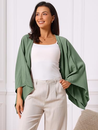 Image of Seta T Women's Linen Cardigan Spring Summer 3 /4 Sleeve Open Front Loose Cover Ups Lightweight Shrug