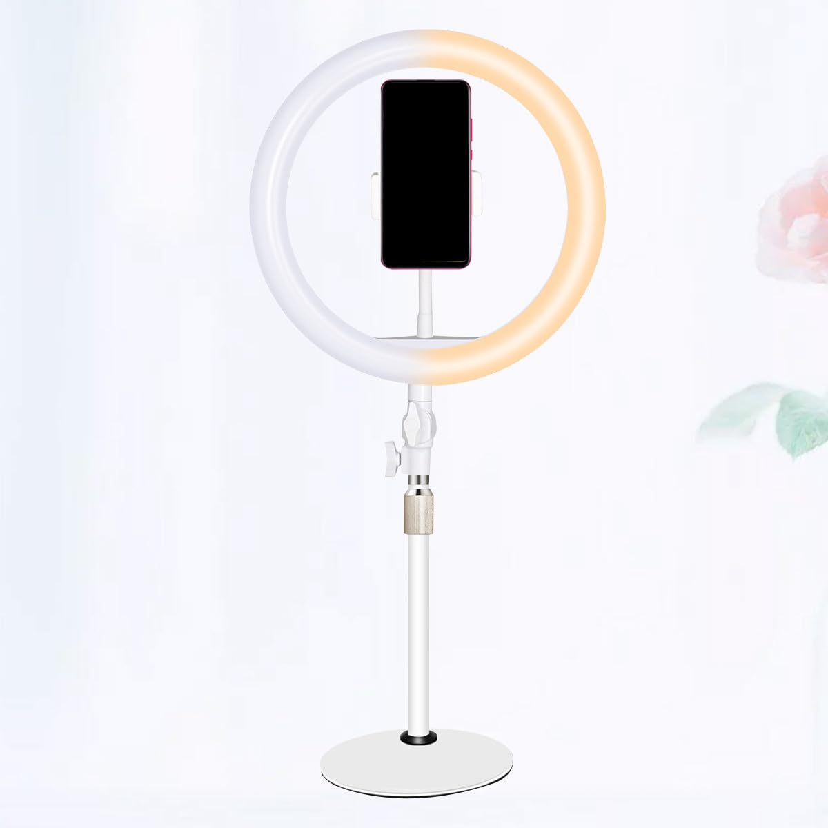 Vaguelly Lampada LED per Selfie 10 Pollici Supporto Telescopico, Luce di Riempimento Dimmerabile Usb, Controllo Cavo e Braccio Regolabile a 180°, per Video, Trucco e Streaming Live