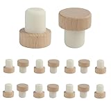 16 Piezas Tapones de Botella de Corcho en Forma de T, Forma de T Madera Caucho, para vino, cerveza y champán, Corcho Tapón de Vino Tapón, Tapones Reutilizables de Madera y Caucho