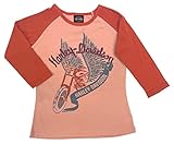 Col rond confortable Harley-Davidson T-shirt raglan à manches 3/4 pour petites filles - Orange, Orange, 4 ans