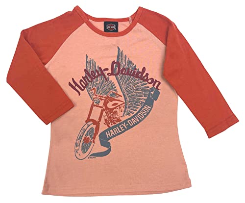 T-shirt raglan Harley-Davidson fille manches 3/4 orange pour enfant