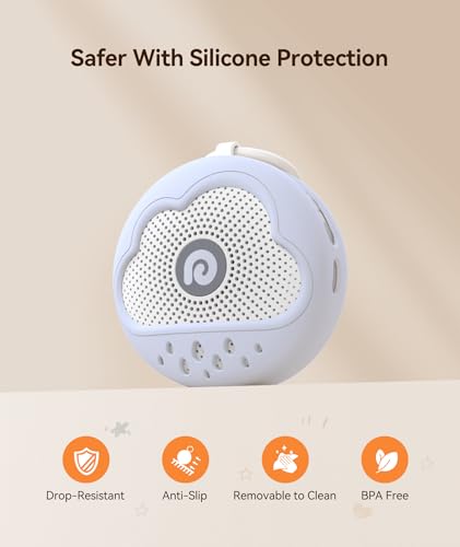 Image of Dreamegg White Noise Machine - Portable Sound Machine Baby with Safe Silicone Cover, Features Powerful Battery, 21 Soothing Sound, Noise Canceling for Sleeping, Baby Registry Gift, Nursery(Blue)