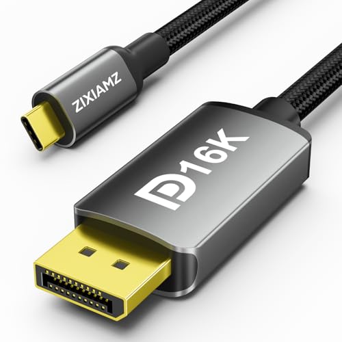 Cable USB C a DisplayPort 2.1 trenzado con soporte Thunderbolt para vídeo 8K