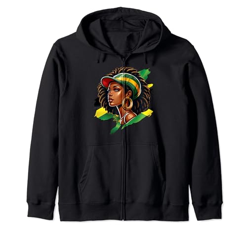 Afro Hair Jamaique Drapeau Jamaïque Femme Mélanine Noir Sweat à Capuche