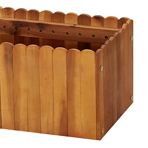 Jardinière en bois d'acacia massif 200 cm robuste pour fleurs et herbes aromatiques