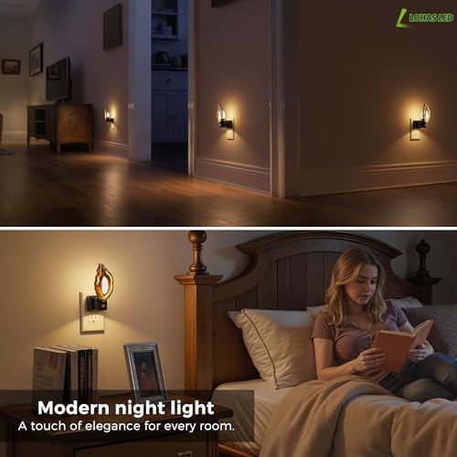 Image of L LOHAS LED Night Light, Night Lights Plug into Wall, Agate Nightlight | Dimmable Dusk to Dawn Sensor, Rotating, Healing Stone Agate Decorative Nightlight for Bedroom, Living Room [2 Pack]
