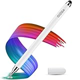 Gizga essentials 2 in 1 Universal Stylus Pen for All Touchscreen Devices| Fine Point Disc Tip & Soft Rubber Tip Touch Pen for iPad/Pro/Air/mini, iPhone, iOS/Android, Tablets, Smartphones (White)