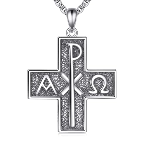 Pendentif Chi Rho croix argent 925 massif gravure sacrée IXCI NIKA haute finition