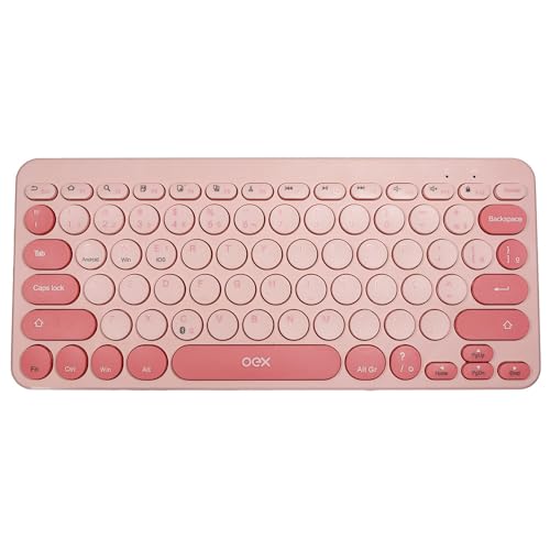 OEX Teclado Sem Fio Retrô PC Notebook Celular TC510 Rosa