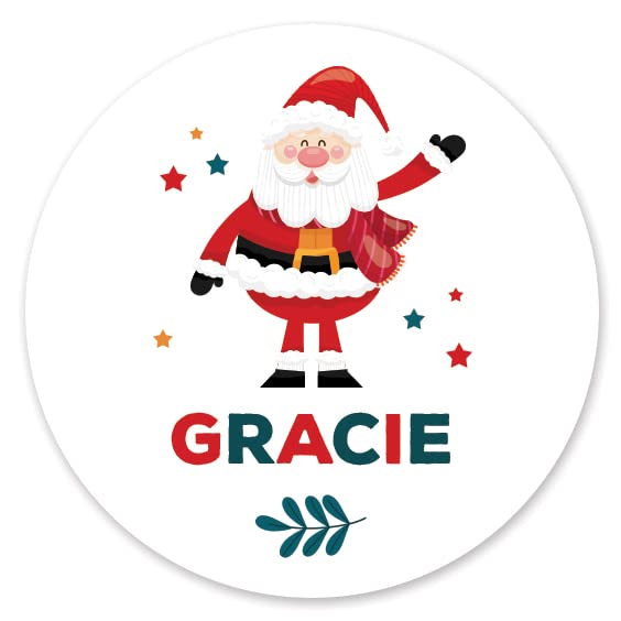 Personalised Christmas Name Stickers - Christmas Labels for Gift Wrapping Presents - Father Christmas Santa Design (Santa, 45mm (24 Per Sheet))