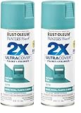 Rust-Oleum 316292 Painter's Touch 2X Ultra Cover Spray Paint, 12 oz, Satin Vintage Teal (Pack of 2)
