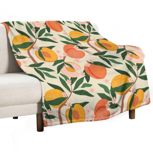 XFIFWKF Kids Cartoon Fruit Print Blanket,Spring Rustic Romance Fresh Pink