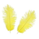 KONTONTY 5個ダチョウ羽 イエロー フェイク羽根 ホームパーティー衣装装飾 クラフト用処理済み 素材