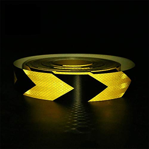Aisey 2" X 30Ft Reflective Safety Hazard Warning Tape Waterproof Yellow Black - High Intensity Reflector Tape For Outdoor Steps #TOP4