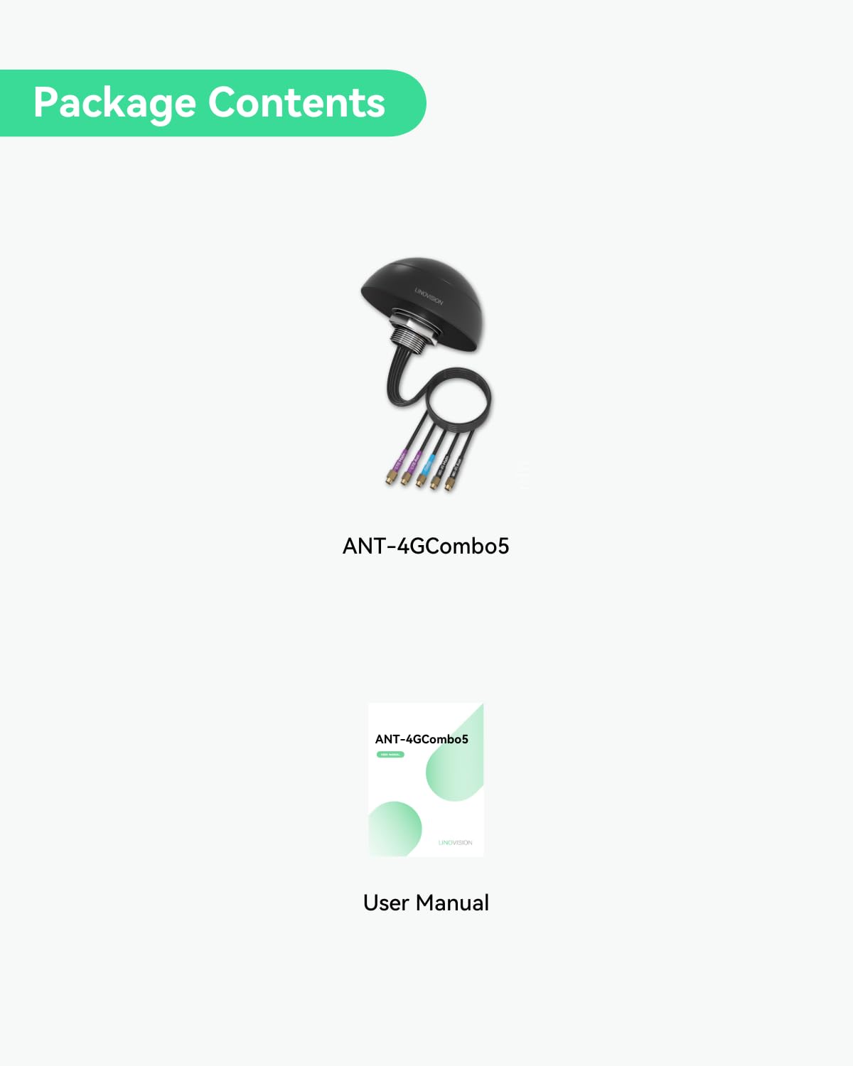 LINOVISION 4G LTE MIMO Combo 5-en-1 Antenne extérieure pour toit avec câble 10ft, SMA, GNSS, Wi-Fi, compatible IOT-R32, Teltonika RUT241/RUT240/RUT360/RUT95