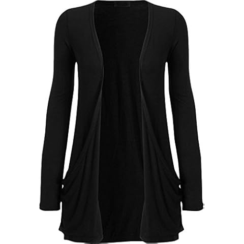 ER Traders Ltd Ladies Long Sleeve Boyfriend Cardigan Womens Top [Black, UK 20-22] Cover