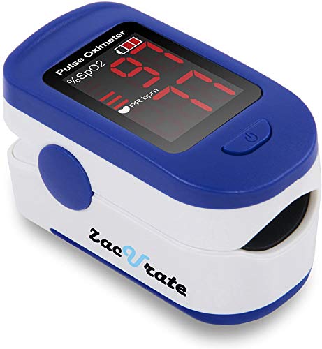 Zacurate 500BL Fingertip Pulse Oximeter Blood Oxygen Saturation Monitor with Batteries and Lanyard