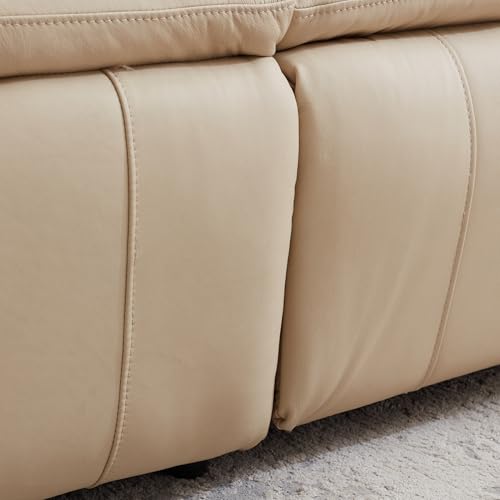 Image of Home Centre | Senorita Half Leather 2-Seater Electric Recliner | Recliner Sofa for Living Room | Solid Wood | Ivory | 1 Year Warranty