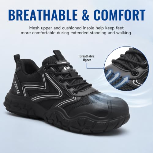 Image of Steel Toe Work Shoes for Men Lightweight Safety Shoes | Puncture Resistant, ASTM, Comfortable, Construction Industrial, Warehouse, Logistics, Factory, Workshop, Packing, Maintenance