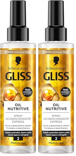 Schwarzkopf Gliss Oil Nutritive Spray Conditioner Express Repair 200Ml (Paquete de 2)