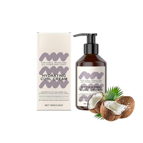 Crema Rizos Hidratación 24h, Definidora Rizos Antifrizz, Proporciona Fijación Flexible, Nutrición Profunda y Protección Térmica, Crema 100g Todo Tipo Rizo