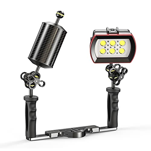 Sea Frogs Unterwasser Schwimmende Arm D80 mm,10 Zoll 254 mm Kohlenstoff Schwimmende Doppelkugelarm Tauchen Auftriebssystem Für Tauchen Tablett Video LichtStrobe （2 Stück）