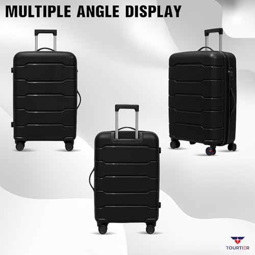 Image of 28-Inch Hard-Shell Luggage Suitcase | Lightweight 3.7 kg | 360 Spinner Wheels | 2-Way Zipper | Multi-Functional Lock | Business & Family Travel Trolley Bag (1, BLACK-28INCH)