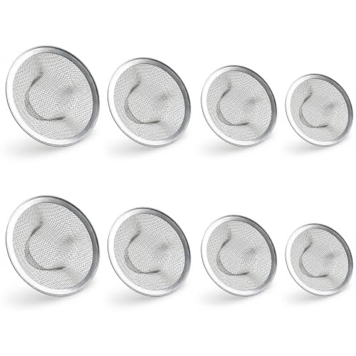 8PCS Heavy Duty Stainless Steel Sink Strainer,Sink Basket Set, Fits Most Kitchen Sinks, Bathroom Sinks,Shower Drains，2 pc 4.33''，3.54''，2.75''，2.12''