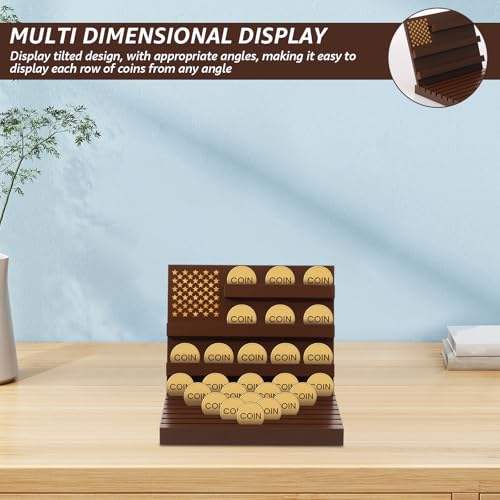 Soporte para monedas con 10 filas de madera sólida miniatura 6