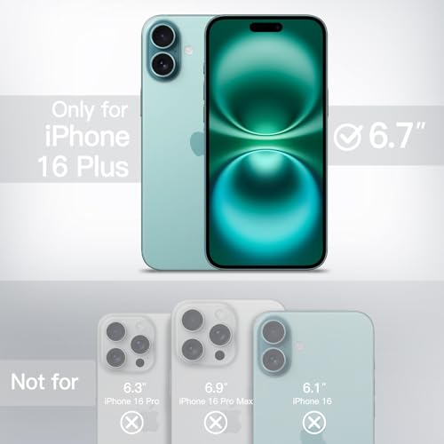 Image of JETech Magnetic Cover Case for iPhone 16 Plus 6.7-Inch Compatible with MagSafe, Translucent Matte Back Slim Shockproof Phone Cover (Teal)