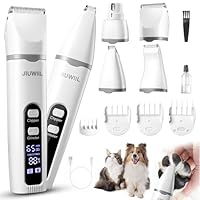 Hundeschermaschine für die Fellpflege, JIUWIIL 4-in-1-Hundepflege-Set Haarschneidemaschine mit LCD-Display, Hundeschermaschine für die Fellpflege, Rasierapparat Pflegezubehör für Haustiere Katzen Hund