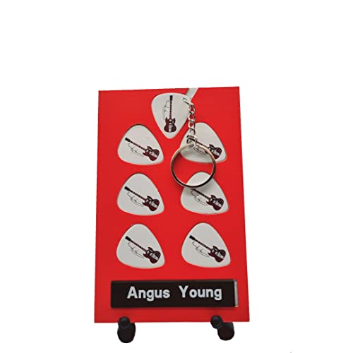 Angus Young Médiator de guitare | 6 médiators d’artiste | 1 porte-clés d’artiste - Les Beatles, Paul McCartney, John Lennon, RIngo Starr, George Harrison Angus Young Médiator de guitare | 6 médiators d'artiste | 1 porte-clés d'artiste
