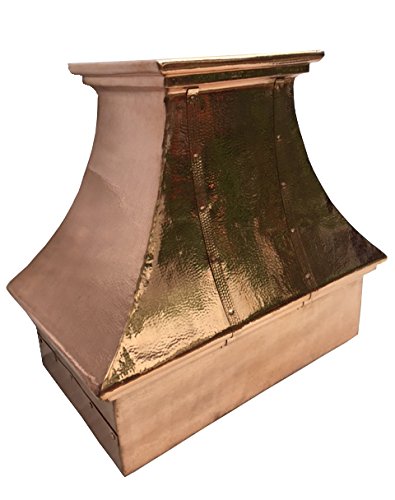 Mexican Copper Range Hood Wall Mount Rivets Design 40" x 24" x 36" Bright Patina