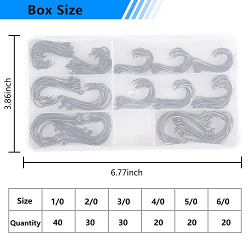 OROOTL Circle Hooks Angelhaken Set, 160Stk Forellenhaken Fischhaken aus Kohlenstoffstahl für Bass Forelle Zander Größe 1… – Bild 8