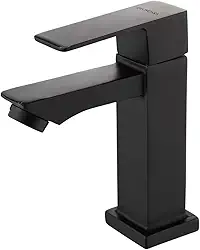 Torneira Banheiro Quadrado Luxo Moderna Lift estilo docol 1/4 de Volta Bica Baixa Cromada Espelhada Lavabo Aço Inox Alto Padrão Fria Preto Fosco Black Matte (Preto Fosco)